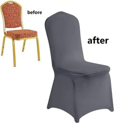 Gray Spandex Chair Covers 20pc – Flexible Banquet Wedding Party Slipcovers