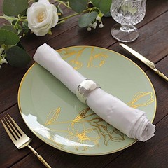 20 Round Sage Green Plastic Salad Dinner Plates Gold Floral Design Events