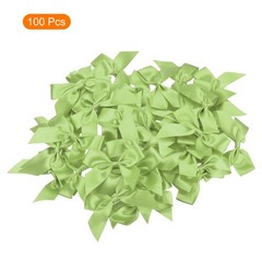 100Pcs Mini Ribbon Bows 2.5″ Mini Fabric Satin Ribbon Flower Bows Olive Green