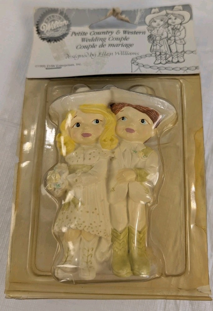 Vintage Wilton 1985 Country & Wester Wedding Couple Cake Topper 3 3/4 » New