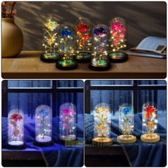 LED Eternal Galaxy Rose in Glass Enchanted Forever Flower Thanksgiving Xmas Gift