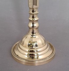 Candle Holder Brass Clear Glass Shade and Brass Ring 5.5″Dia 19.5″High Set/2