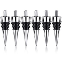 6 Pieces Metal Bottle Stopper 16 x 3/8 16 x Thread Size, Silver/Black