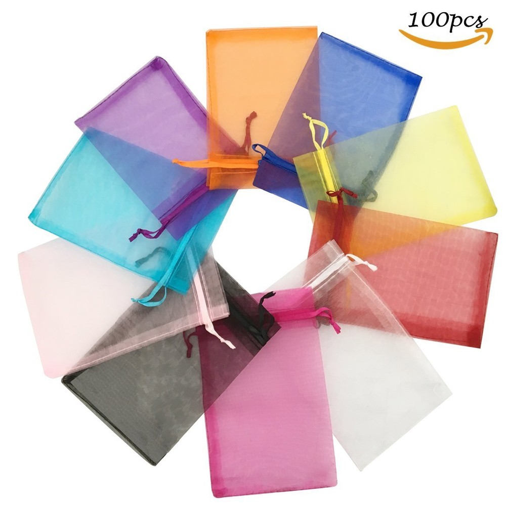 100Pcs 4*5inch Portable Organza Mix Colors Wedding Jewelry Candy Packing Bag