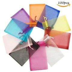 100Pcs 4*5inch Portable Organza Mix Colors Wedding Jewelry Candy Packing Bag