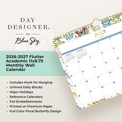 Blue Sky Day Designer 2026-2027 Monthly Academic Year Wall Calendar, July 202…