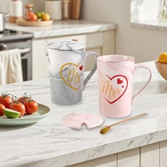 Wedding Gifts 12.8 oz Mr and Mrs Mugs Ceramic Coffee Cups Engagement Gifts