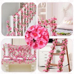 Pcs 92.5 FT Artificial Cherry Blossom Flower Vines Bulk Faux 12 Rose Red
