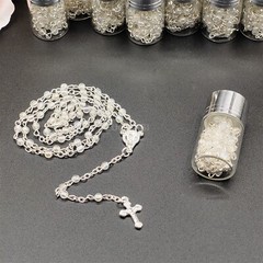 US 12 Lady Guadalupe Rosary Silver Cap Glass Jar Baby Shower Baptism Party Favor