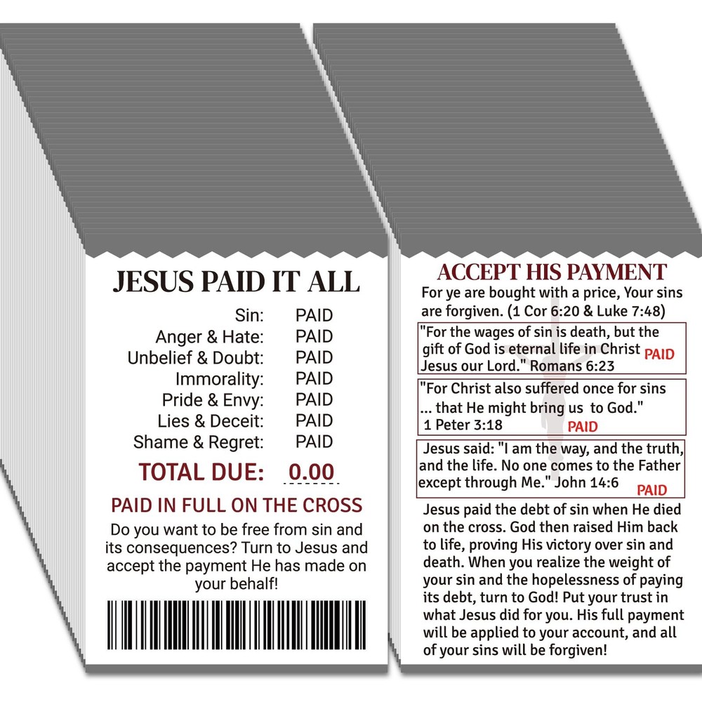 240pcs Jesus Paid It All Gospel Tracts Plan of 3.5 x 2.24 In, bright 2