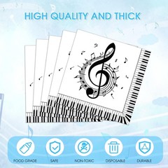 40pcs Musical Note Napkins Black and White Music Napkins Music Notes Party De…