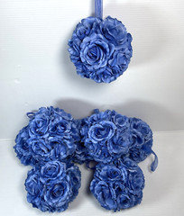 8 pcs 6″ Blue Kissing Flower Ball Wedding Fabric Rose Pomander Party decoration