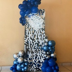 Blue Silver Balloons Set, 12 Inch and 12 Inch,
