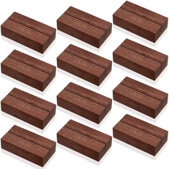 3 In. X 0.8 In. Walnut Pedestal Wood Place Card Holder Set of 12 Pcs Number Stan
