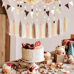 Boho Baby-Shower White-Brown Champagne Party-Decorations Brown White Champagne