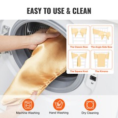 VEVOR 50PCS Gold Stretch Spandex Chair Sashes Elastic Bows Wedding Party Dining