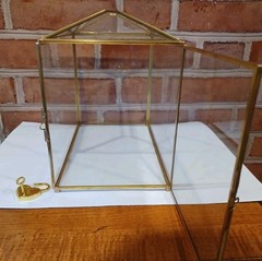 Gold Glass Wedding Card Box with Lock Large Geometric Reception Decor