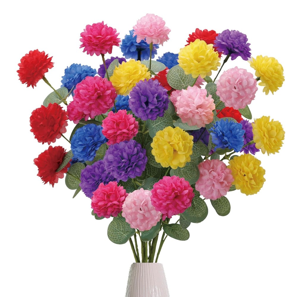 Artificial Spring Flowers with Green Eucalyptus Leaves 12 Pack Colorful Flora…