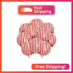 KatchOn, Red and White Striped Balloons – 18 Inch, Pack of 10 | Carnival balloon