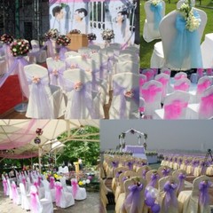 25/50/100/150/200 – Organza Chair Sashes Wider Bows wedding birthday party décor
