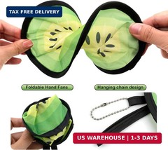 Quacc 3 PCS Round Foldable Hand Fans, Fruit Style Handheld Folding Fan Portable