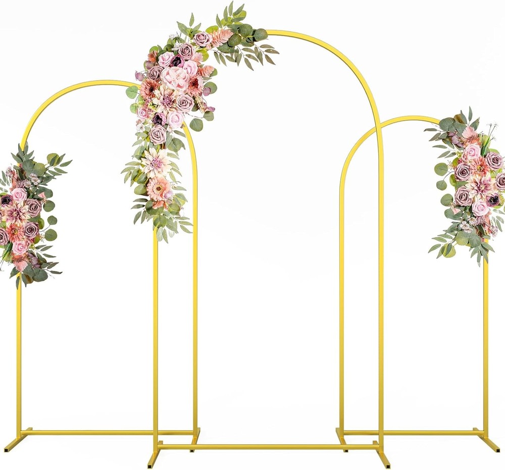 3 X Metal Arch Backdrop Background Stand for Wedding Birthday Decor 7.2/6.6/6 FT