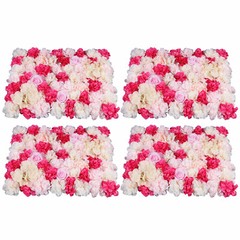 4pcs Flower Panels Artificial Flowers Wall Home Decor Wedding Party Background
