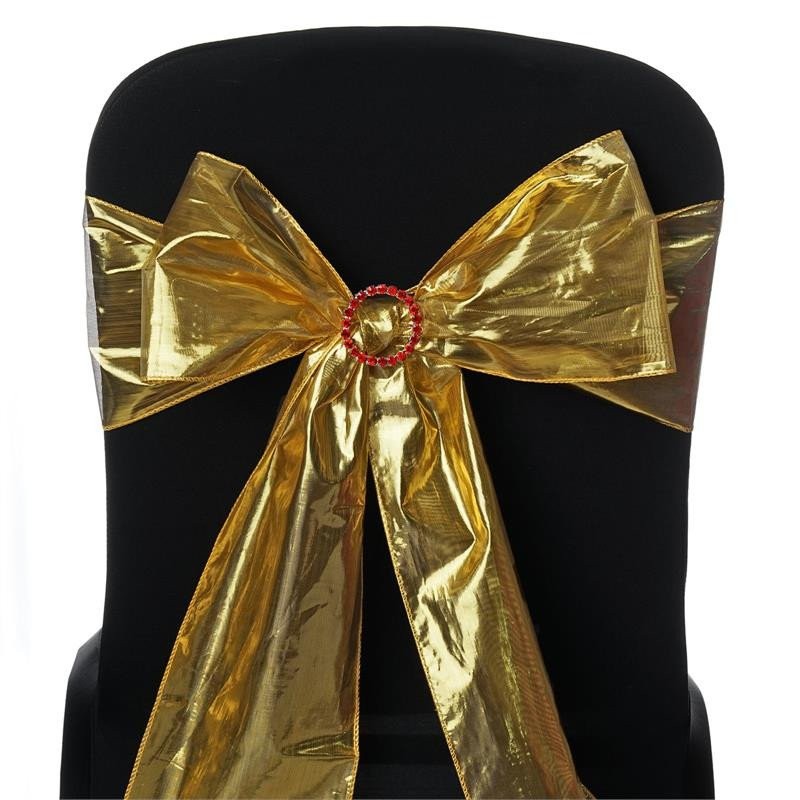 5 Gold Shiny Metallic Tissue Lame CHAIR SASHES Wedding Party Reception Dinner