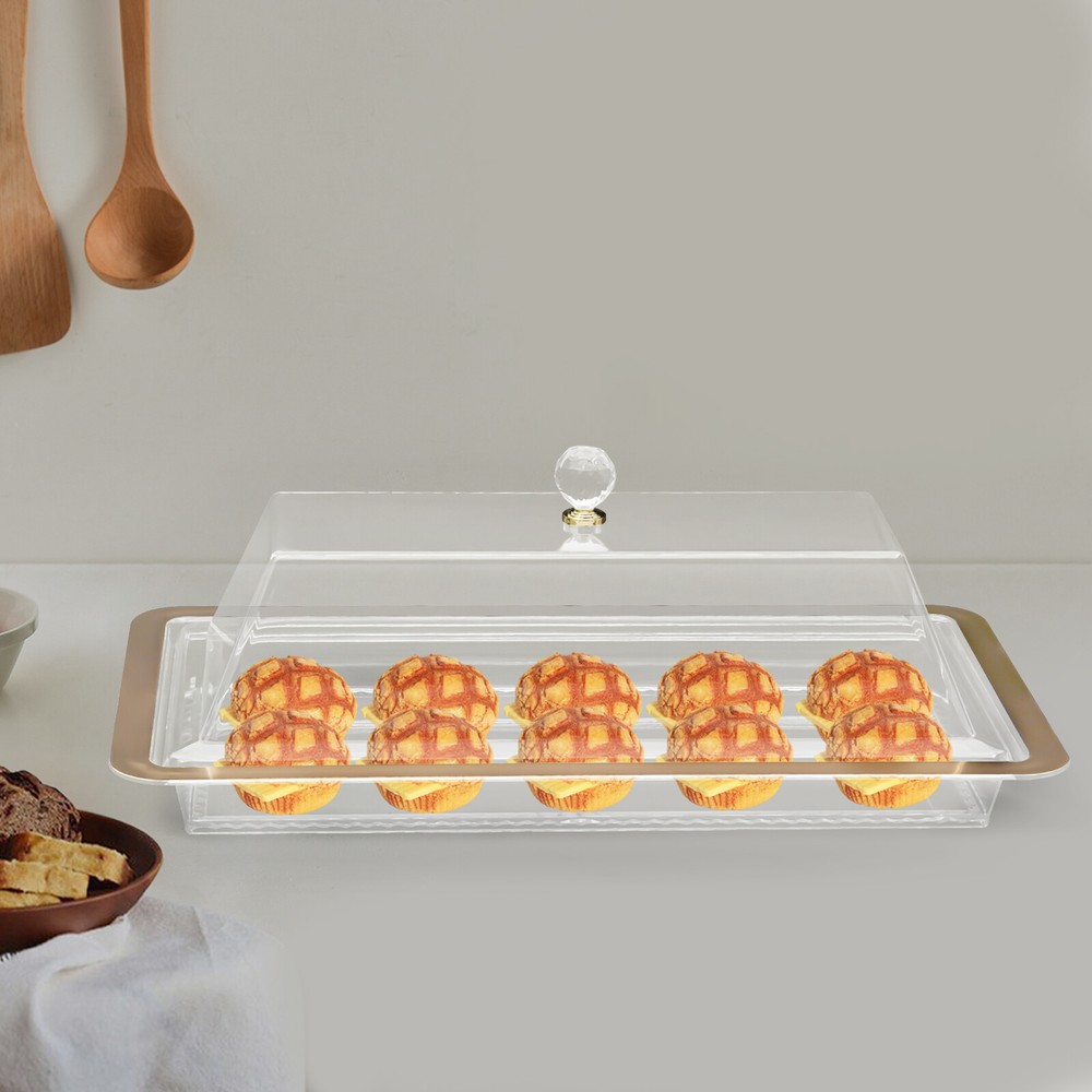 Acrylic Wedding Cake Display Plate Cookies Deserts Stand Serving Tray with Lid