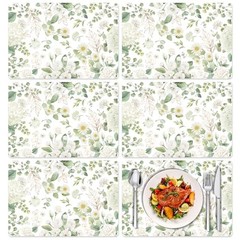 Spring Wildflower Placemats Set of 6 Decorative Floral Eucalyptus White Flower