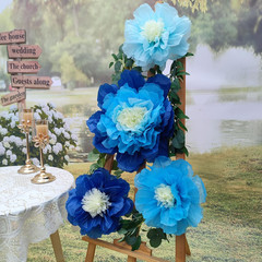 Blue Navy Tissue Paper Flower for Floral Wall DIY Party Backdrop Wedding (20“-14