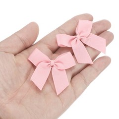 24 Pieces Mini Satin Bow 2″ Flower Sticker Light Pink