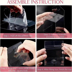3x3x3 Inches Clear Favor Boxes with Gold Gift Ribbons 30 PCS Transparent Plastic