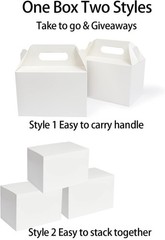 Large 50 Count White Gable Favor Boxes 9x6x6 – Sturdy Cardboard Party Carry Out