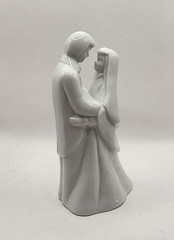 Vintage White Porcelain Bride Groom Couple • Wedding Cake Topper • Figurine 5″