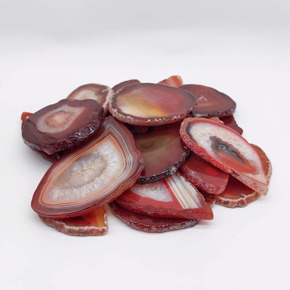 15Pcs Orange Red Agate Stone Slice Bulk Irregular Polished Agate Table Place …