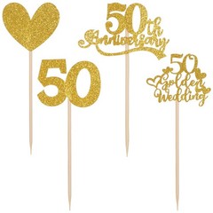 36 Pcs Golden 50th Anniversary Decorations,Ymapinc Gold Centerpieces for