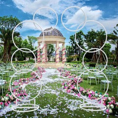 2pcs Half Moon White Metal Wedding Flower Display Frame Arch Backdrop Stand Deco