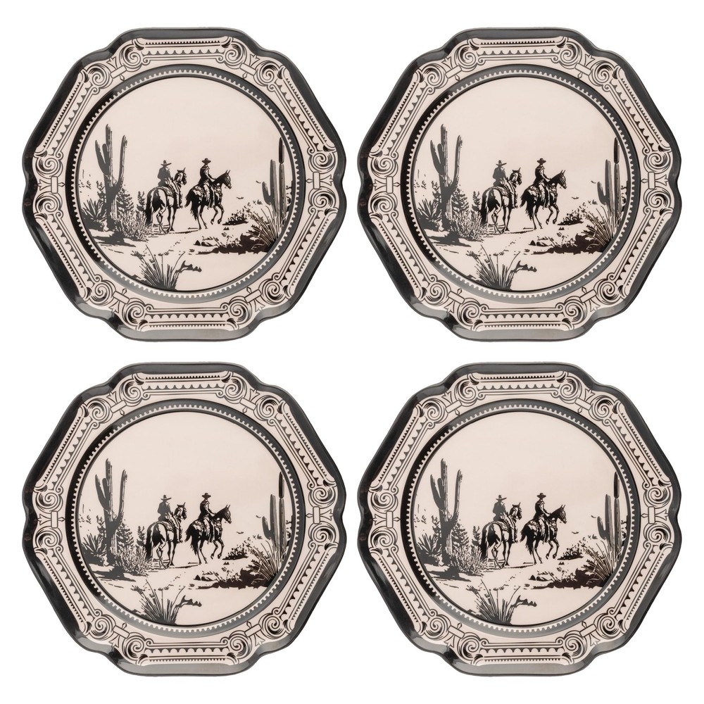 Karma 8.75 Inches Melamine Salad Plates Set Of 4 Reusable Dishwasher Safe