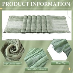 19 Pcs Sage Green Table Runner Sets, 6 Placemats 6 Square Napkins with Napkin
