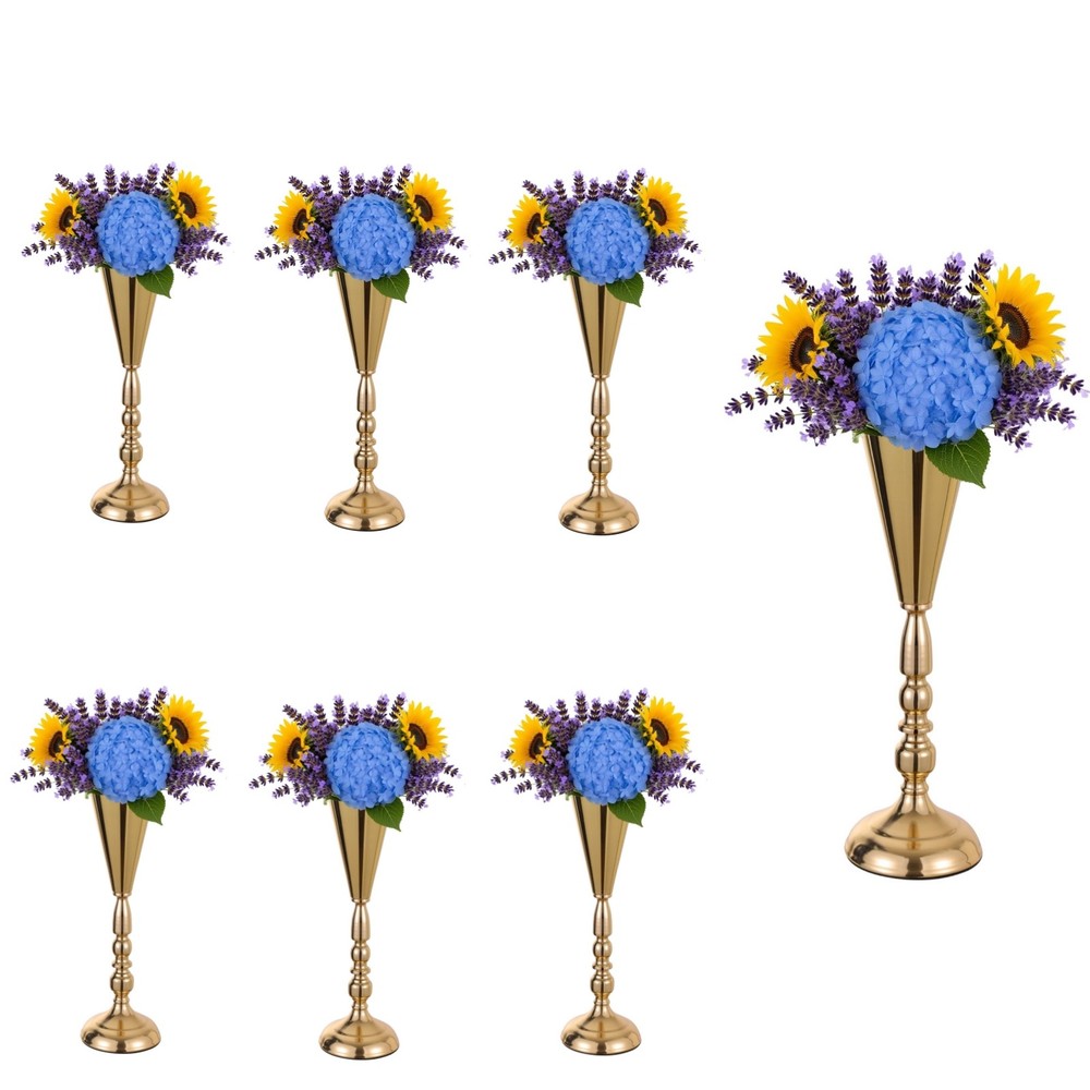 4/6/10x Gold Vase Metal Wedding Tabletop Centerpiece for Artificial Flower Decor
