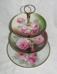 Custom Three Tier Tea Party Cake Stand Made With Vintage Hand Painted Plates
