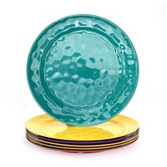 6-Piece 100% Melamine Dinner/Lunch Plate Set,10inch Round Melamine Multicolor