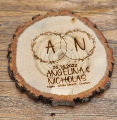 Wood Coasters as Wedding Favors for Guests ( 25 pieces )