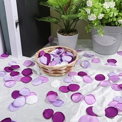 200Pcs Purple White Rose Petals for Wedding Lavender Purple Silk Petals