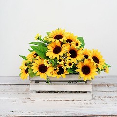 2 Yellow 13″ tall Faux Silk Sunflower Bouquets Wedding Party Events Decorations