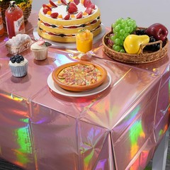 3 Pack Rose Gold Plastic Tablecloth, Disposable Rectangle 3 Pack,