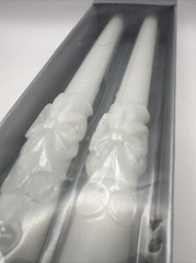2 Piece Wilton 10″ Wedding Taper Candles RIBBONS & RINGS Vintage 1998 NEW-SEALED