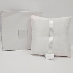Lillian Rose White Ring Pillow Blush Sash Satin 7″ Square Silver Rhinestones NOS