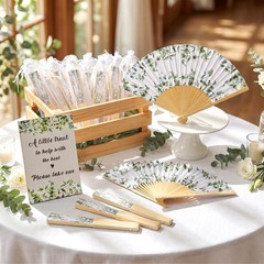 51 Pcs Wedding Favors Guests Bulk 25 Wedding Foldable Hand Fans Eucalyptus